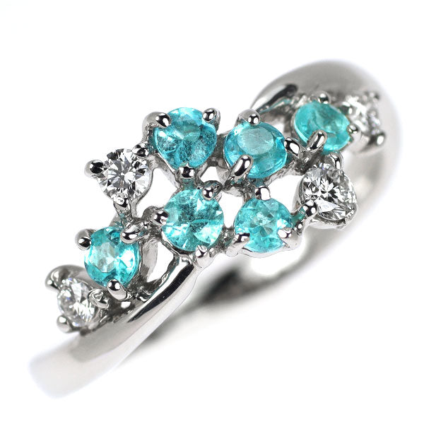 Pt900 パライバトルマリン ダイヤモンド リング 0.37ct D0.15ct