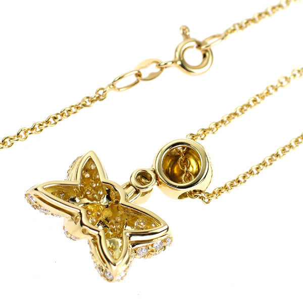 K18YG ダイヤモンド ペンダントネックレス 1.09ct リボン パヴェ