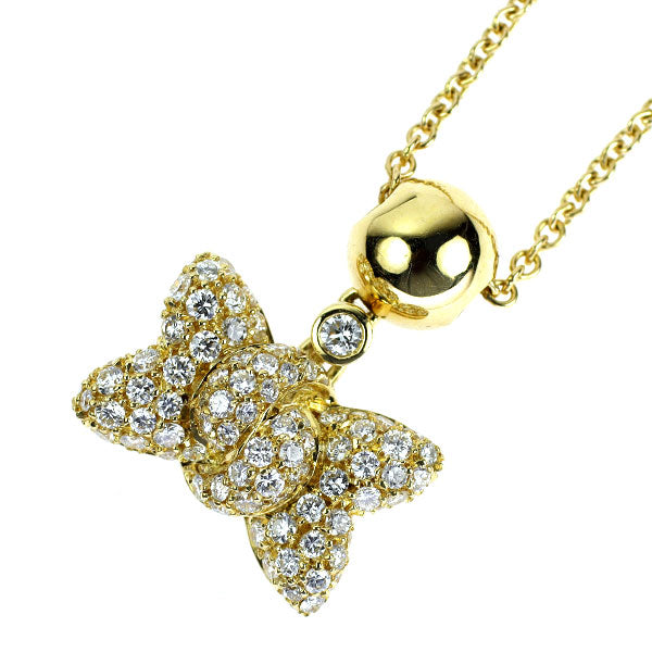 K18YG ダイヤモンド ペンダントネックレス 1.09ct リボン パヴェ