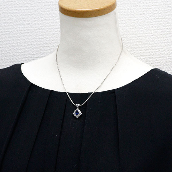 Pt900/Pt850 サファイア ダイヤモンド ペンダントネックレス 1.02ct D0.69ct