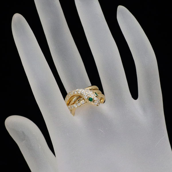 K18YG エメラルド ダイヤモンド リング 0.13ct D0.40ct 蛇