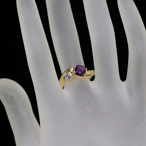 K18YG アメジスト タンザナイト リング 0.80ct TZ0.09ct