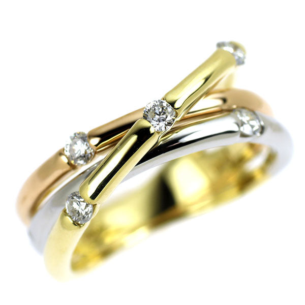 Pt900/K18YG/PG ダイヤモンド リング 0.25ct