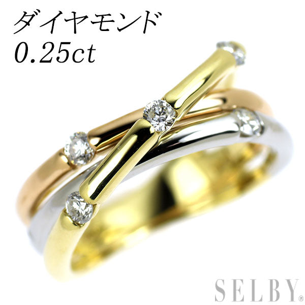 Pt900/K18YG/PG ダイヤモンド リング 0.25ct