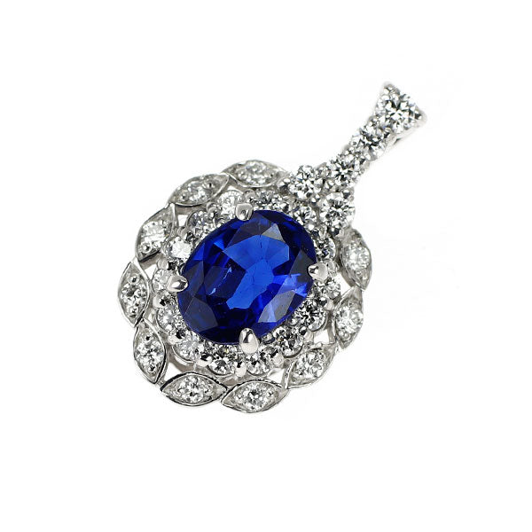新品 Pt950 サファイア ダイヤモンド ペンダントトップ 0.55ct D0.20ct 【エスコレ】