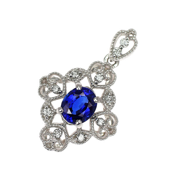 新品 Pt950 サファイア ダイヤモンド ペンダントトップ 0.55ct D0.07ct 【エスコレ】