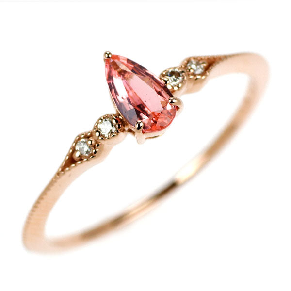 新品 希少 K18PG ナイジェリア産ヴェイリネナイト ダイヤモンド リング 0.24ct D0.02ct 【エスコレ】