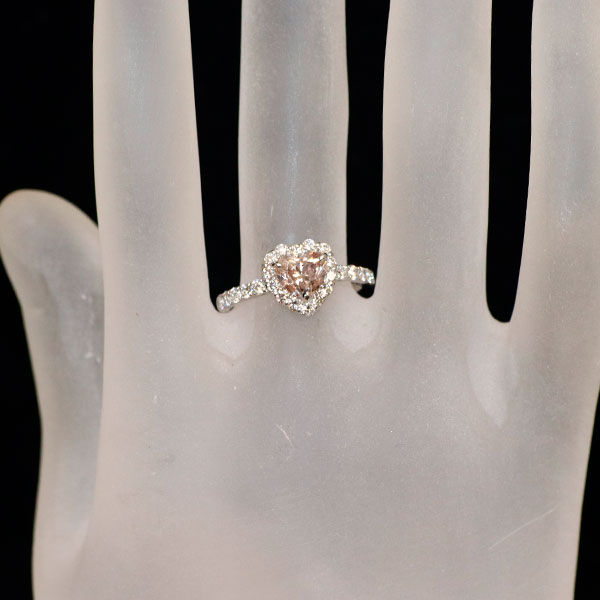 新品 Pt950 ハートシェイプ 天然ピンクダイヤモンド リング 1.015ct FLBP I1 D0.50ct 【エスコレ】
