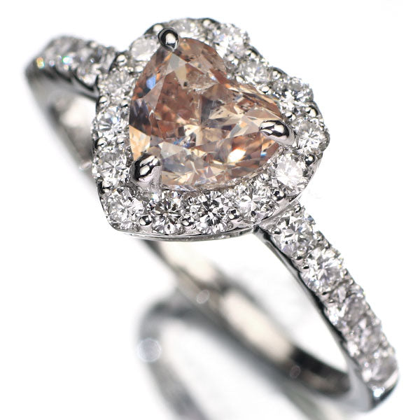 新品 Pt950 ハートシェイプ 天然ピンクダイヤモンド リング 1.015ct FLBP I1 D0.50ct 【エスコレ】