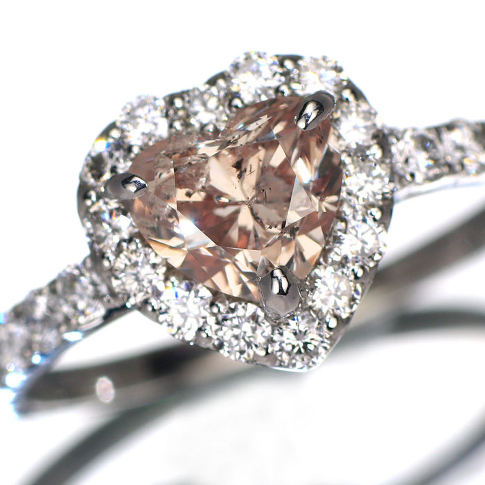 新品 Pt950 ハートシェイプ 天然ピンクダイヤモンド リング 1.015ct FLBP I1 D0.50ct 【エスコレ】