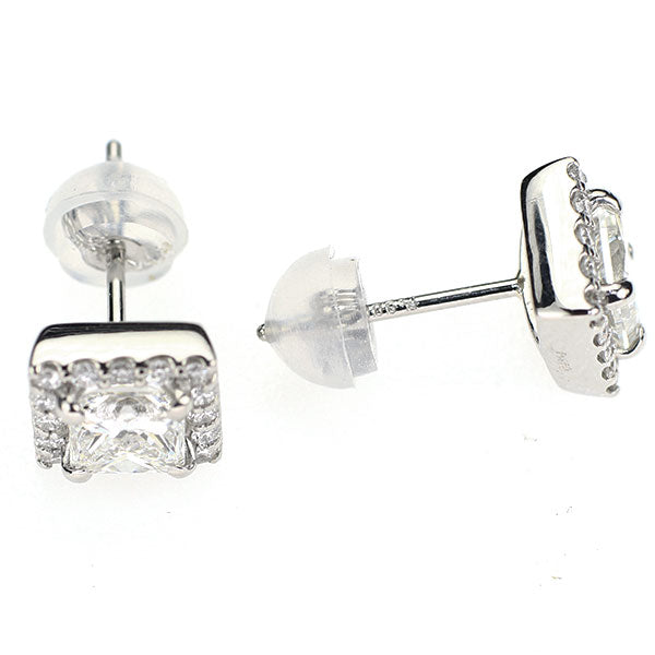 新品 Pt950/ Pt900 プリンセスカットダイヤモンド ピアス 1.061ct G/H VS2 D0.24ct 【エスコレ】