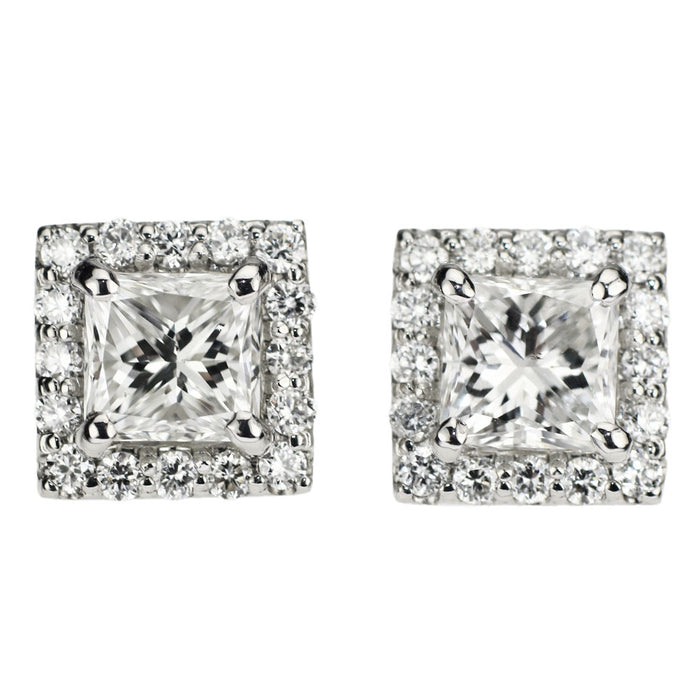 新品 Pt950/ Pt900 プリンセスカットダイヤモンド ピアス 1.061ct G/H VS2 D0.24ct 【エスコレ】
