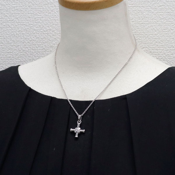 ブルガリ K18WG ダイヤモンド ペンダントネックレス パッソドッピオ クロス