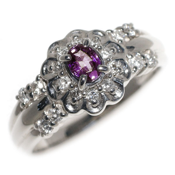 希少 Pt900 アレキサンドライト ダイヤモンド リング 0.24ct D0.29ct