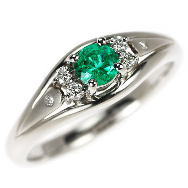 Pt900 エメラルド ダイヤモンド リング 0.23ct D0.10ct