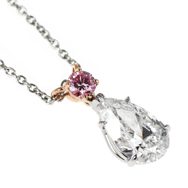 ハリーウィンストン K18PG/ Pt950 ペアシェイプ ダイヤモンド 天然ピンクダイヤ ペンダントネックレス 1.51ct D VS2 PD0.14ct FIPP 《セルビー銀座店》【中古】