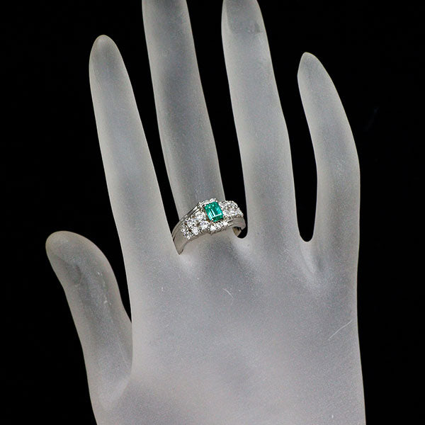Pt900 エメラルド ダイヤモンド リング 0.425ct D0.80ct
