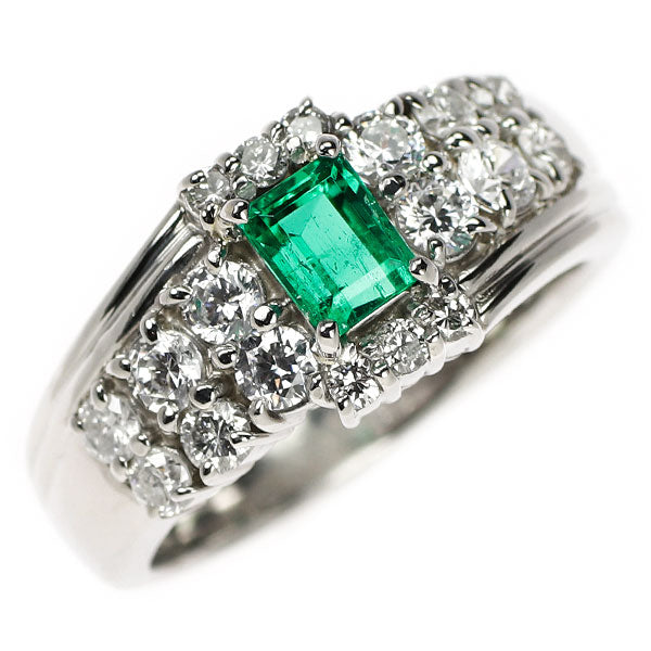 Pt900 エメラルド ダイヤモンド リング 0.425ct D0.80ct