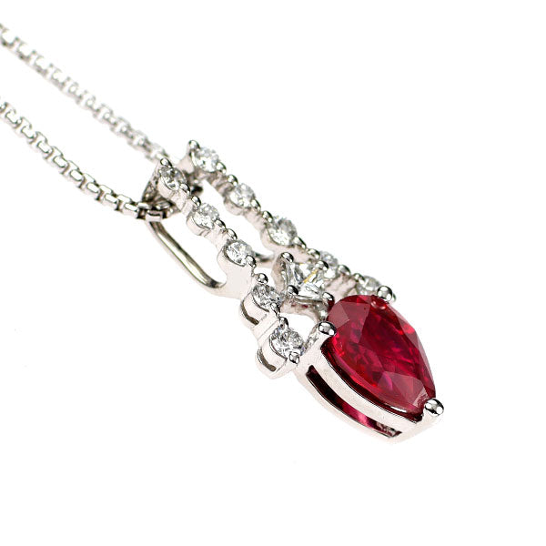田崎真珠 Pt900/ Pt850 ビルマ産 ルビー ダイヤモンド ペンダントネックレス 1.19ct D0.22ct