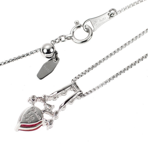 田崎真珠 Pt900/ Pt850 ビルマ産 ルビー ダイヤモンド ペンダントネックレス 1.19ct D0.22ct