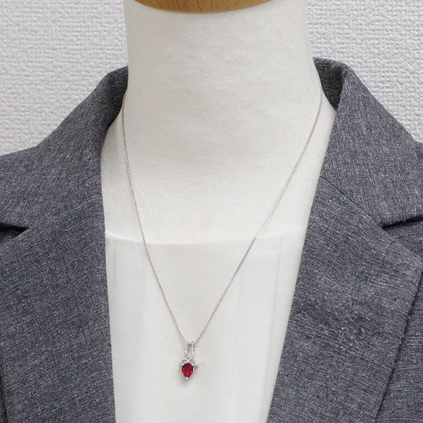 田崎真珠 Pt900/ Pt850 ビルマ産 ルビー ダイヤモンド ペンダントネックレス 1.19ct D0.22ct