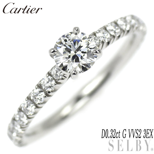 カルティエ Pt950 ダイヤモンド リング 0.32ct G VVS2 3EX エタンセル ドゥ カルティエ 48号