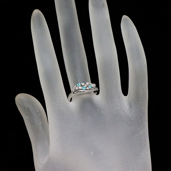 K18WG パライバトルマリン ダイヤモンド リング 0.12ct D0.20ct