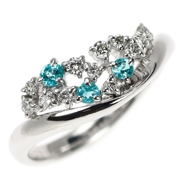 K18WG パライバトルマリン ダイヤモンド リング 0.12ct D0.20ct