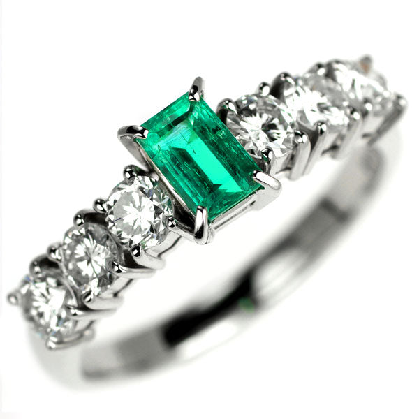 Pt900 エメラルド ダイヤモンド リング 0.41ct D0.76ct