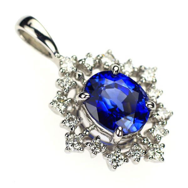 Pt950 スリランカ産 ロイヤルブルーサファイア ダイヤモンド ペンダントトップ 1.19ct D0.15ct