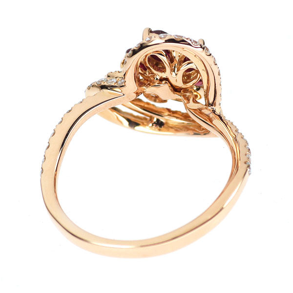 K18PG ルビー ダイヤモンド リング 0.87ct D0.43ct ハート