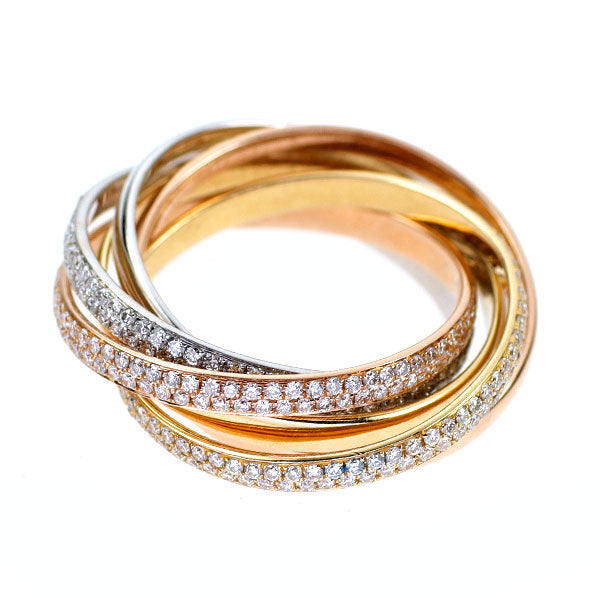 K18YG/WG/PG ダイヤモンド リング 1.21ct フルパヴェ 6連