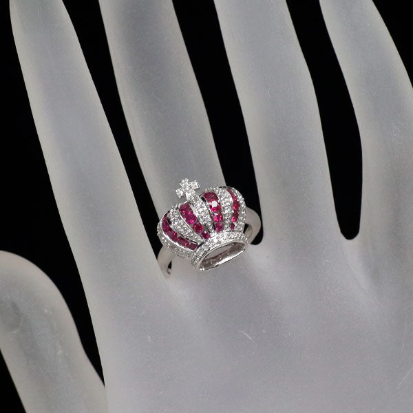 K18WG ルビー ダイヤモンド リング 王冠