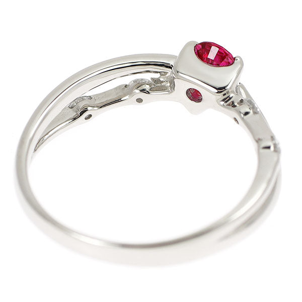 Pt900 モザンビーク産 非加熱ルビー ダイヤモンド リング 0.33ct D0.14ct