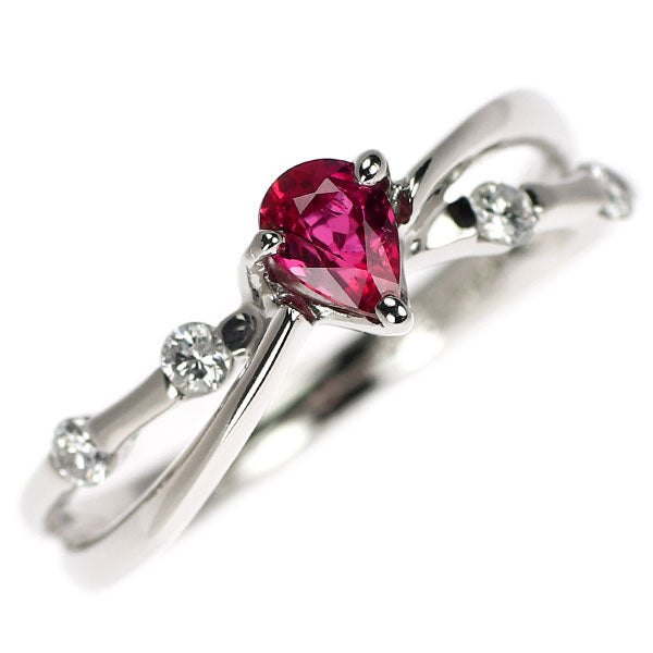 Pt900 モザンビーク産 非加熱ルビー ダイヤモンド リング 0.33ct D0.14ct