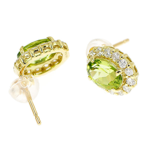 K18YG ペリドット ダイヤモンド ピアス 1.82ct D0.46ct