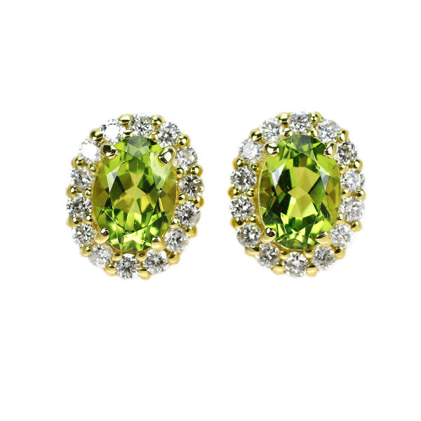 K18YG ペリドット ダイヤモンド ピアス 1.82ct D0.46ct