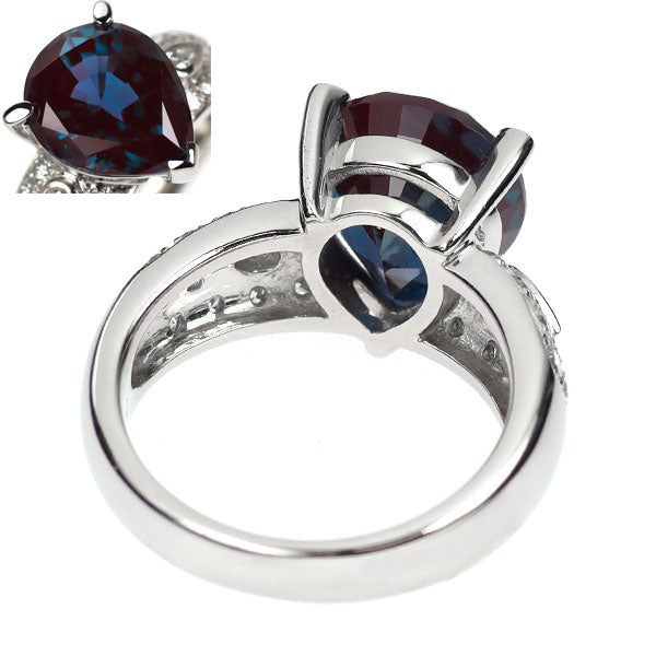 Pt900 合成 アレキサンドライト ダイヤモンド リング 5.50ct D0.60ct
