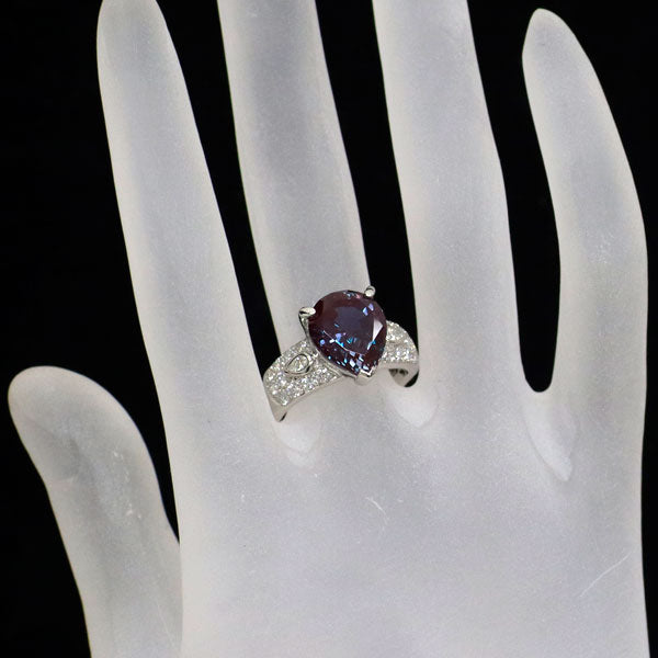 Pt900 合成 アレキサンドライト ダイヤモンド リング 5.50ct D0.60ct