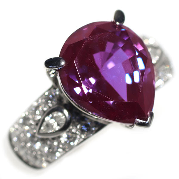 Pt900 合成 アレキサンドライト ダイヤモンド リング 5.50ct D0.60ct