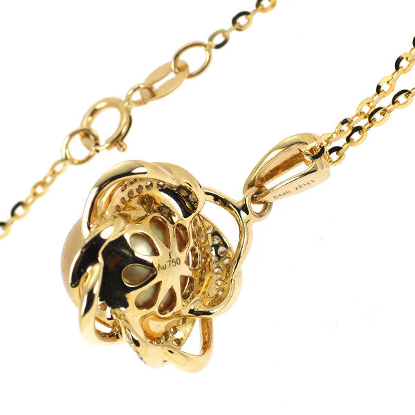 K18YG ゴールデンパール ダイヤモンド ペンダントネックレス 径約10.1mm D0.221ct