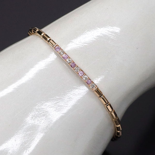 K18PG ピンクサファイア ダイヤモンド ブレスレット 0.18ct D0.15ct 伸縮式