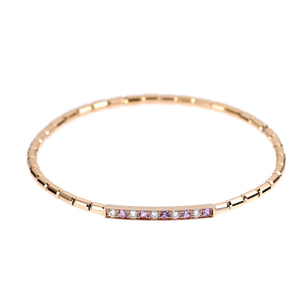 K18PG ピンクサファイア ダイヤモンド ブレスレット 0.18ct D0.15ct 伸縮式