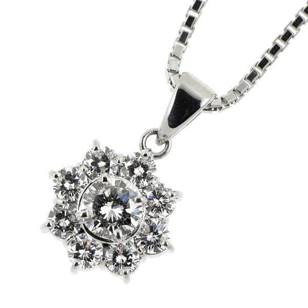 Pt ダイヤモンド ペンダントネックレス 0.38ct D0.64ct フラワー