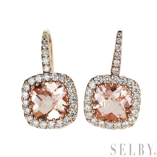 K18PG モルガナイト ダイヤモンド ピアス 2.20ct D0.60ct