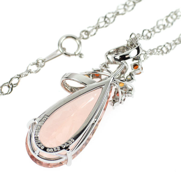 K18WG モルガナイト ガーネット ダイヤモンド ペンダントネックレス 17.08ct G0.52ct D0.36ct