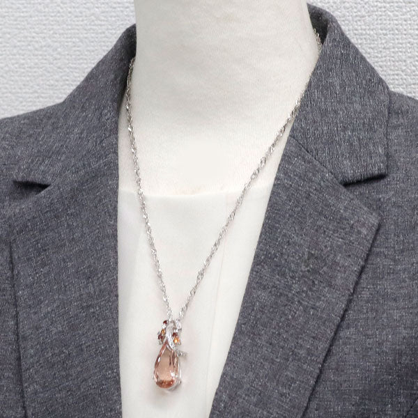 K18WG モルガナイト ガーネット ダイヤモンド ペンダントネックレス 17.08ct G0.52ct D0.36ct