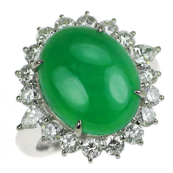 Pt900 翡翠 ダイヤモンド リング 7.56ct D1.38ct