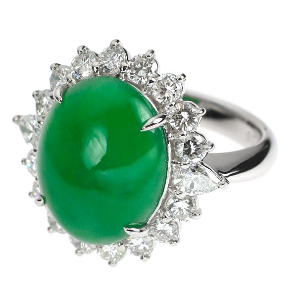 Pt900 翡翠 ダイヤモンド リング 7.56ct D1.38ct