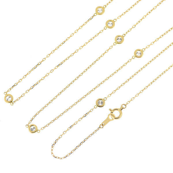 K18YG ダイヤモンド ロングステーション ネックレス 1.20ct 90cm